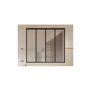 Vente unique Verriere atelier en aluminium thermolaque et verre trempe texture 120x105 cm Noir VIETRA