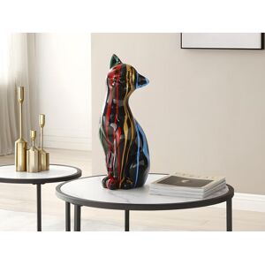 OZAIA Grande statue de chat en resine L24 x P 13 x H53 cm Multicolore MINIRIA