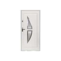 Vente-unique Porte d’entrée en acier vitrée avec inox H.207 x l.100 cm blanc – poussant droit – COVAS