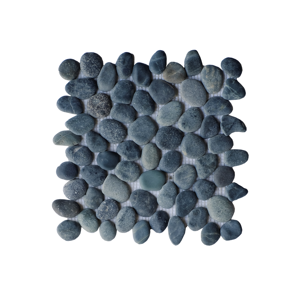 Vente-unique.com Mosaïque sol et mur galets naturels gris anthracite - pack de 1m² (11 dalles de 30x30 cm) - OLA
