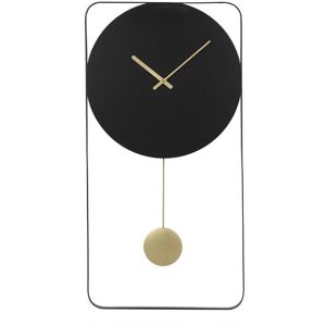 OZAIA Horloge murale en metal - L. 31 x H. 60 cm - Noir et dore - FASTINA