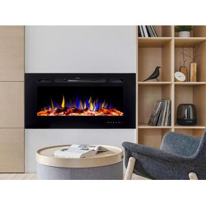 FLAMATECH Cheminee electrique CALBUCO - Murale ou encastrable - L101,6 x P14 x H54,4 cm - Noire