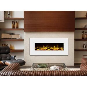 FLAMATECH Cheminee electrique murale LALITA - L110 x P14 x H49 cm - Blanc