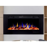 FLAMATECH Cheminée électrique CALBUCO – Murale ou encastrable – L101,6 x P14 x H54,4 cm – Noire