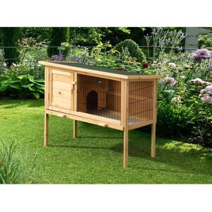 Vente unique Clapier en bois sur pieds pour lapins et rongeurs L 91 x P 45 x H 70 cm Naturel LAPIUS