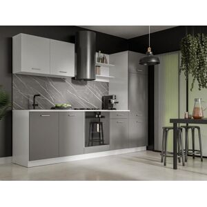 Vente unique Cuisine complete Avec plan de travail 270 cm Anthracite et blanc CAMBUSITA