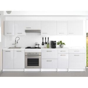 Vente unique Cuisine complete Avec plan de travail 300 cm Blanc brillant TRATTORIA