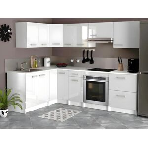 Vente unique Cuisine complete dangle Avec plan de travail 416 cm Blanc brillant TRATTORIA