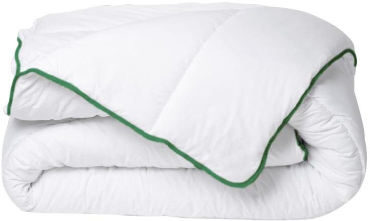 Vente-unique.com Couette tempérée traitement anti-acariens naturel Greencare - Coton - 240 x 260 cm - 300 g/m² - Blanc et Vert Jade - AZYLIA