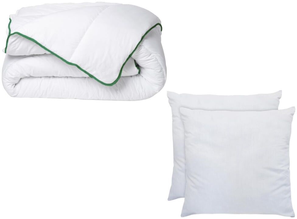 Vente-unique.com Pack Couette tempérée 240 x 260 + 2 oreillers 60 x 60 cm - Anti-acariens naturel Greencare - AZYLIA