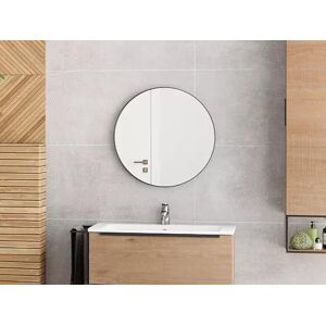 OZAIA Miroir mural rond avec contour en metal noir - D60 cm - ELISA