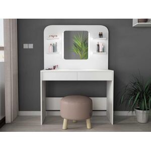 Vente unique Coiffeuse AMALIA Miroir a LEDs et rangements Blanc