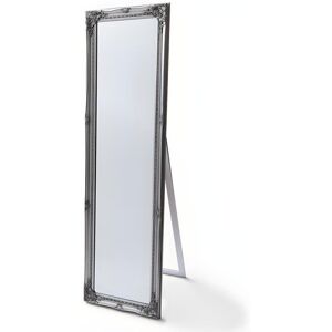 OZAIA Miroir sur pied en bois deucalyptus avec moulures ELVIRE L 50 x H 170 cm Argente