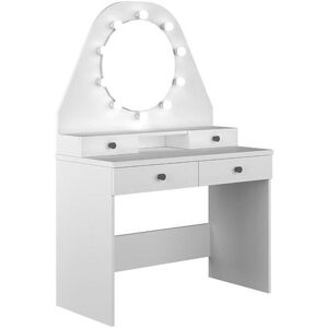 Vente unique Coiffeuse GABRIELA Miroir a LEDs et rangements Blanc