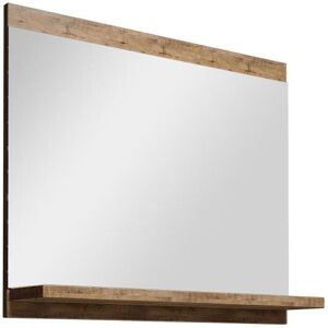 OZAIA Miroir de salle de bain rectangulaire avec tablette de rangement - Coloris naturel fonce - 60 x 50 cm - CLAUDIA II