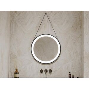 OZAIA Miroir de salle de bain lumineux anti buee suspendu avec accroche et contour noir 60 x 60 cm BORJA