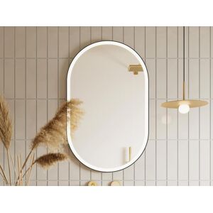 OZAIA Miroir de salle de bain lumineux ovale anti buee avec contour noir 60 x 90 cm ALARICO