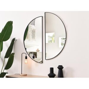 OZAIA Lot de 2 miroirs demi cercle design en metal L50 x H100 cm Noir GAVRA
