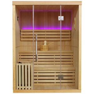 Vente-unique.com Sauna Traditionnel Finlandais 2/3 places vitré à leds SIGTUNA - L150*l120*H200 cm