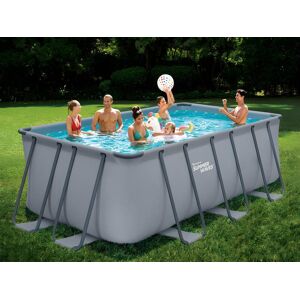 Vente-unique Piscine tubulaire rectangulaire anthracite avec pompe filtrante à cartouche