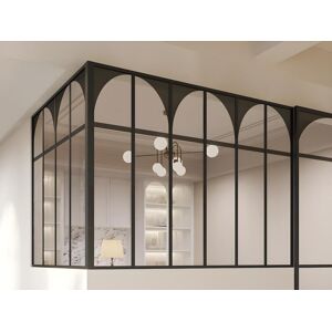 Vente-unique Verrière d'angle d'atelier art déco en aluminium thermolaqué - L180 x L120 x H130 - Noir - ARCADEA