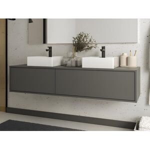 Vente unique Meuble de salle de bain suspendu coloris gris anthracite avec double vasque L150 cm ISAURE II