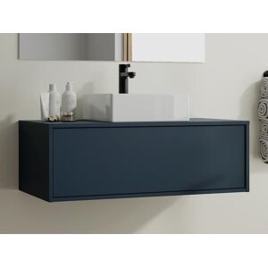 Vente-unique Meuble de salle de bain suspendu coloris bleu nuit avec simple vasque - 94 cm - TEANA II