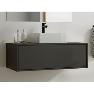 Vente unique Meuble de salle de bain suspendu gris anthracite avec simple vasque 94 cm TEANA II