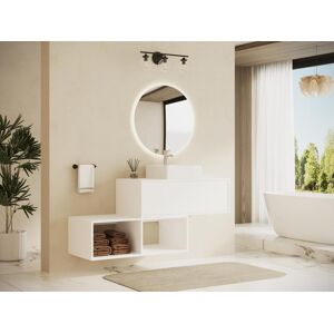 Vente-unique Meuble sous vasque suspendu avec 2 niches - Coloris blanc - 94 cm - TEANA