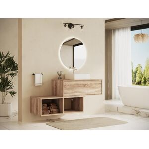 Vente-unique Meuble sous vasque suspendu avec 2 niches - Coloris naturel clair - 94 cm - TEANA