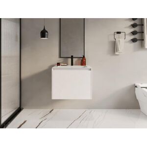 Vente unique Meuble sous vasque suspendu blanc texture 60 cm SOSTHENE