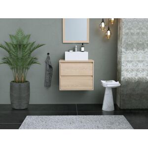 Vente-unique Meuble de salle de bain suspendu avec vasque a poser - Placage chene - 60 cm - MILIPAM