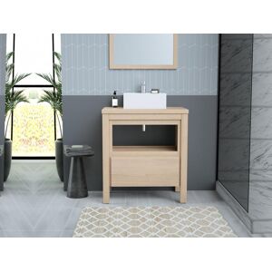 Vente unique Meuble de salle de bain avec vasque a poser Placage chene 80 cm COSMOTI