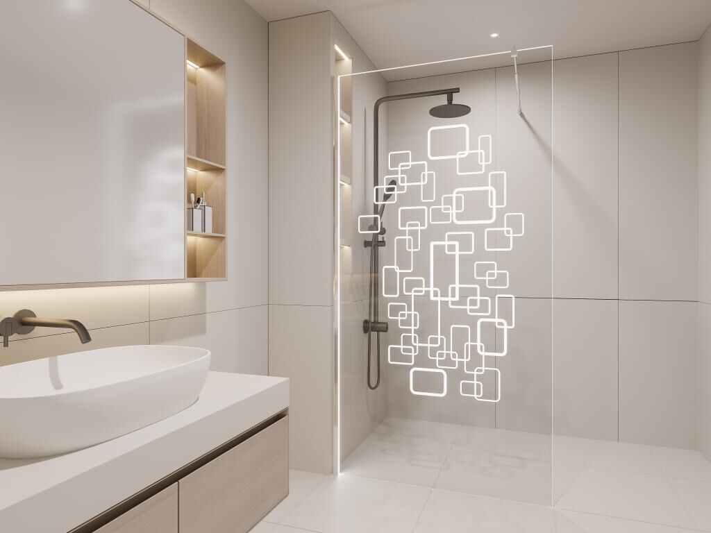 Shower & Design Paroi de douche à l'italienne avec leds - BELLA - 90x200 cm