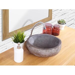 Shower & Design Vasque de salle de bain en pierre de riviere STONE - Couleur grise