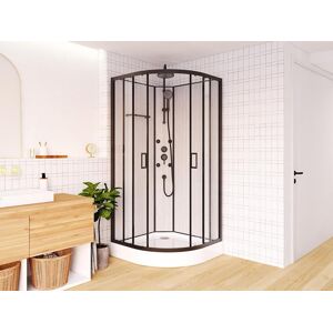 Shower Design Cabine de douche hydromassante en fibre de bambou Noir mat L80 x l80 x H225 cm ZALIFA