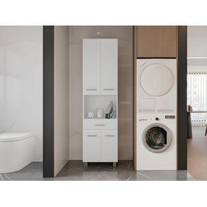 Vente unique Colonne de salle de bain sur pied 180 cm Blanc MINELA