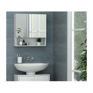 Vente-unique Armoire murale de salle de bain avec miroir et niche - Blanc - ZUMPA