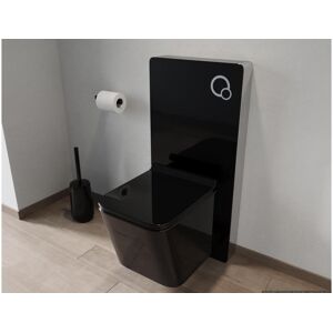 Vente-unique Pack WC suspendu en ceramique noir brillant avec bati-support decoratif - CLEMONA