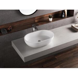 Shower & Design Vasque de salle de bain ovale en solid surface - Blanc - 58 cm - SENGLI