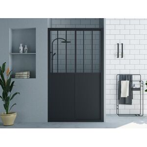 Shower & Design Porte de douche coulissante noir mat style atelier - 120 x 195 cm - URBANIK