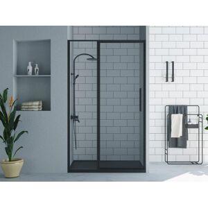 Shower & Design Porte de douche pivotante noir mat style industriel - 120 x 195 cm - TORONI