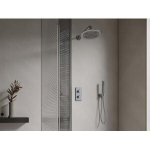 Shower & Design Ensemble de douche encastrable avec mitigeur thermostatique - Couleur nickel brosse - TIMAVO