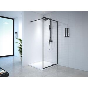 Shower & Design Paroi de douche a l'italienne - 100 x 200 cm - Noir mat - Verre trempe - AMBERI
