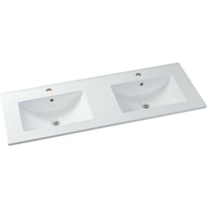 Shower & Design Vasque a encastrer blanche rectangle en ceramique - 122 x 46,5 cm - MOTIAC