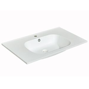 Shower & Design Vasque a encastrer en resine effet pierre - Blanc - L80 x l46 cm - OKIWA