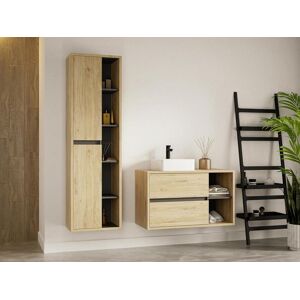 Vente unique Colonne de salle de bain suspendue Coloris naturel clair H170 cm PURNAL