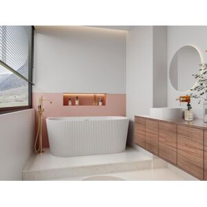 Shower Design Baignoire semi ilot striee 206 L 149 x 75 x 58 cm Blanc brillant Acrylique ZELINA