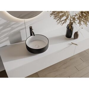 Shower & Design Vasque a poser ronde en ceramique - Bicolore noir et blanc - 36 cm - KANELLE II