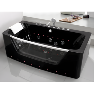 Shower & Design Baignoire balneo vitree semi-îlot a leds DYONA - 1 place - 260L - 1708558cm - Noire